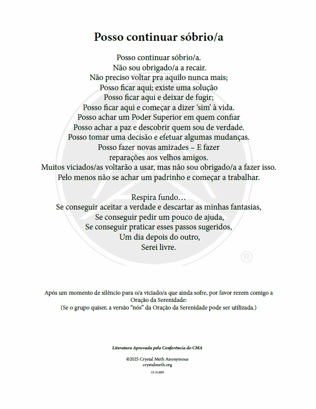 Posso continuar sóbrio/a